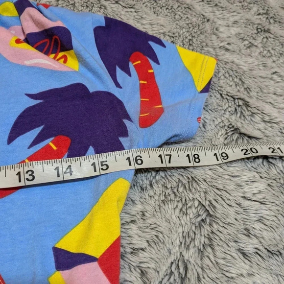 Nooworks Snack Box Dress Greta Blue Snacks Midi Short Sleeve XS V Neck Made USA - Picture 7 of 9